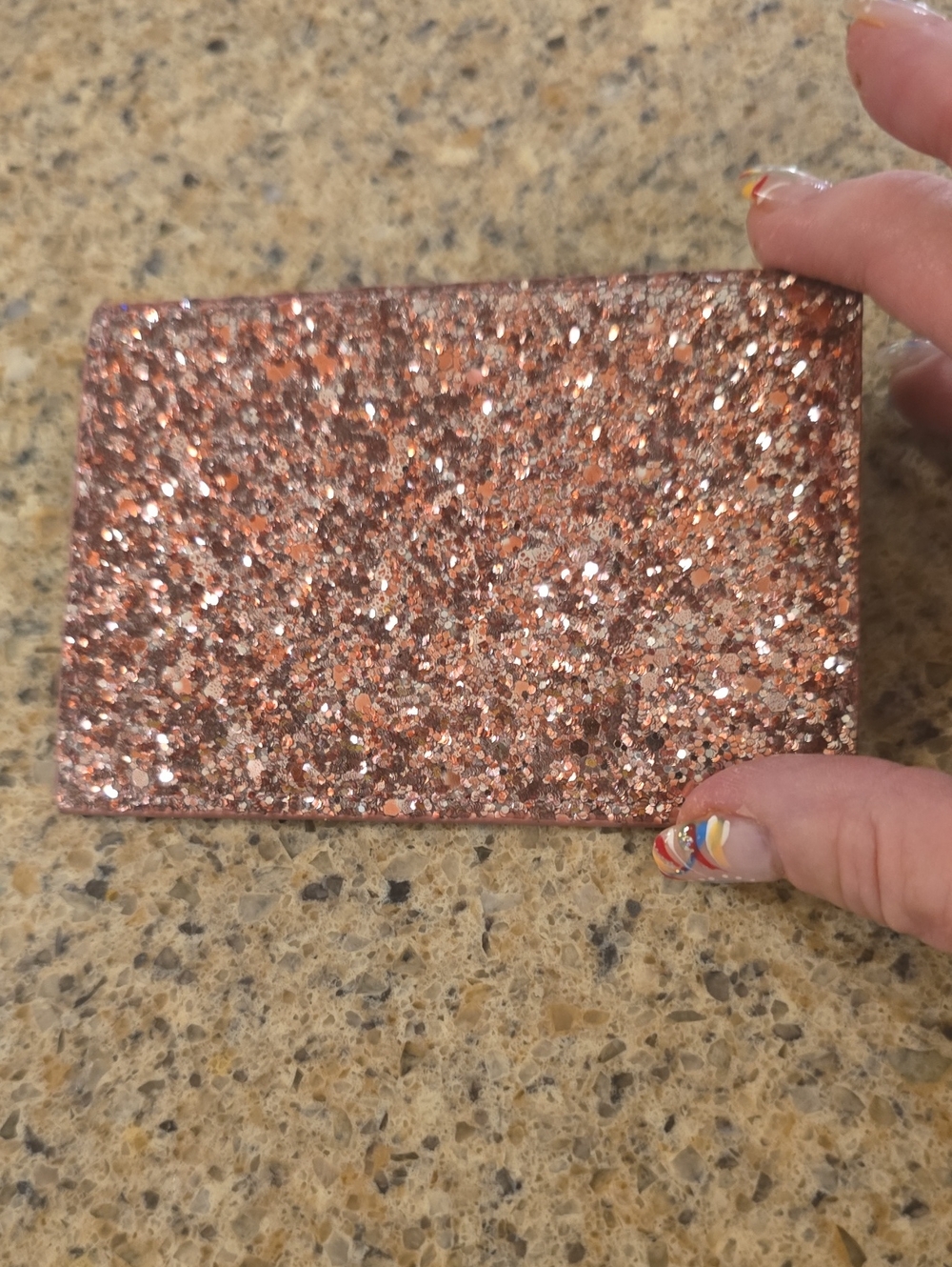 Kate Spade Sparkling Rose Gold Glitter Card Holder Wallet